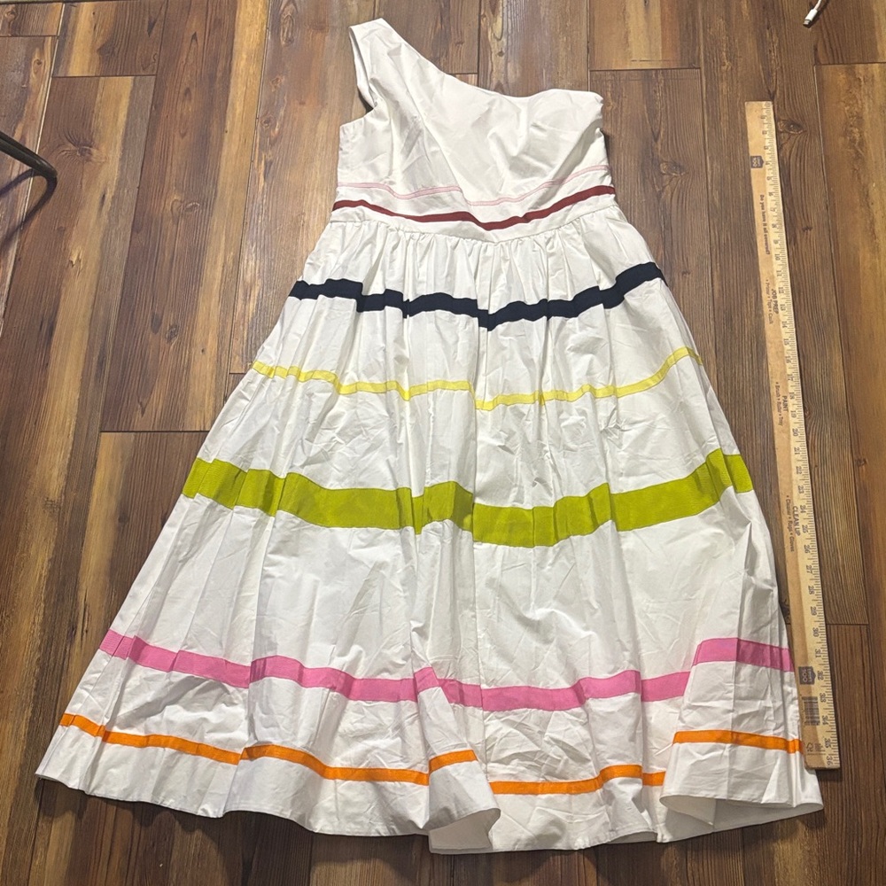 J. Crew White One-Shoulder Dress with Bold Stripes Size 6 NWT - Picture 3 of 8